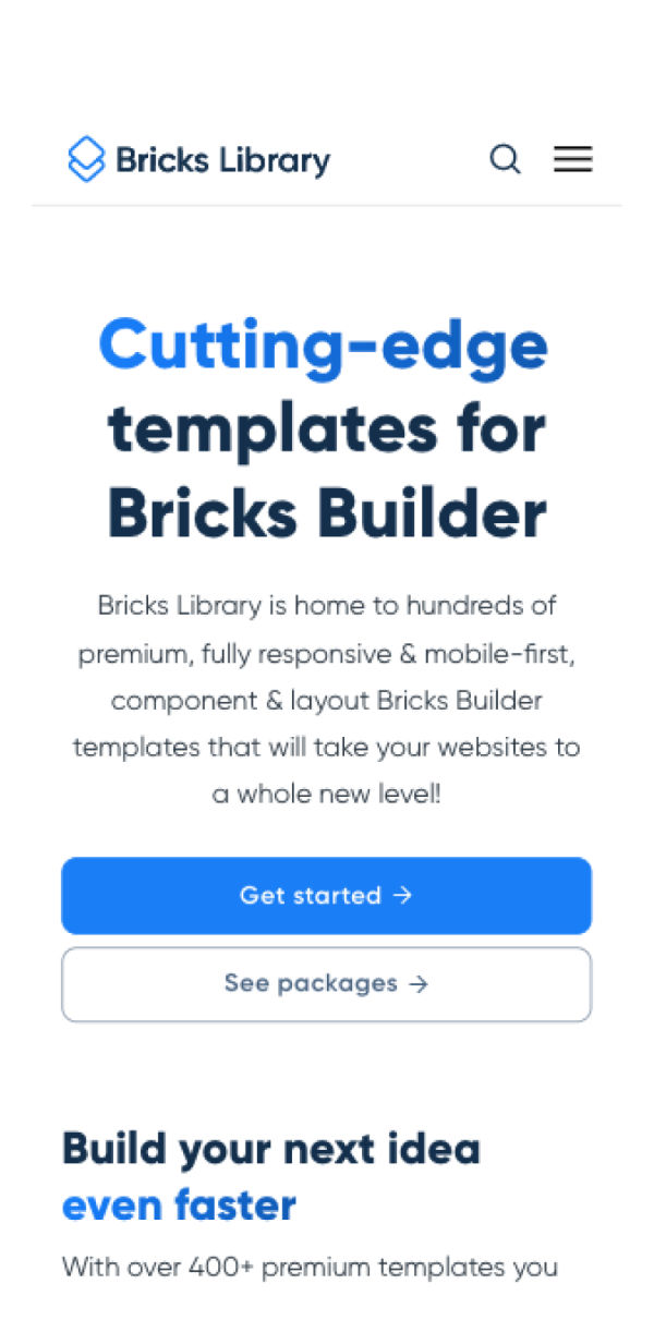 A screenshot of the pay monthly website mobile responsive design for Bricks Library