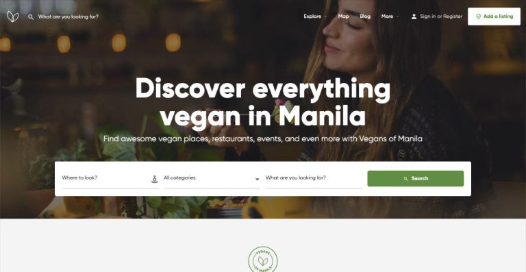 Vegan of Manila's pay month website screenshot