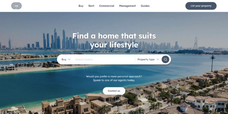 A screenshot of Dubai, a premium pay monthly website example created by Gumawa